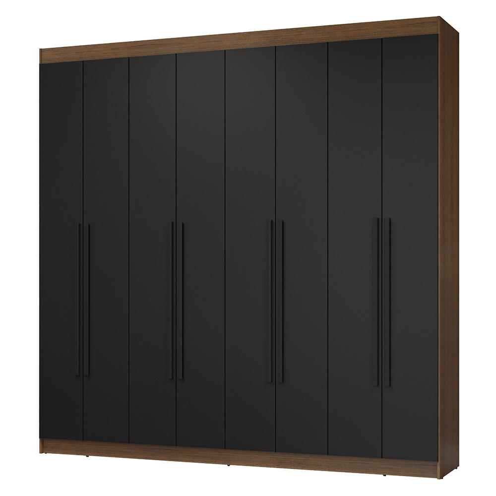 Guarda-Roupa Casal 8 Portas Batentes Rustic/Preto/Preto Netuno Madesa