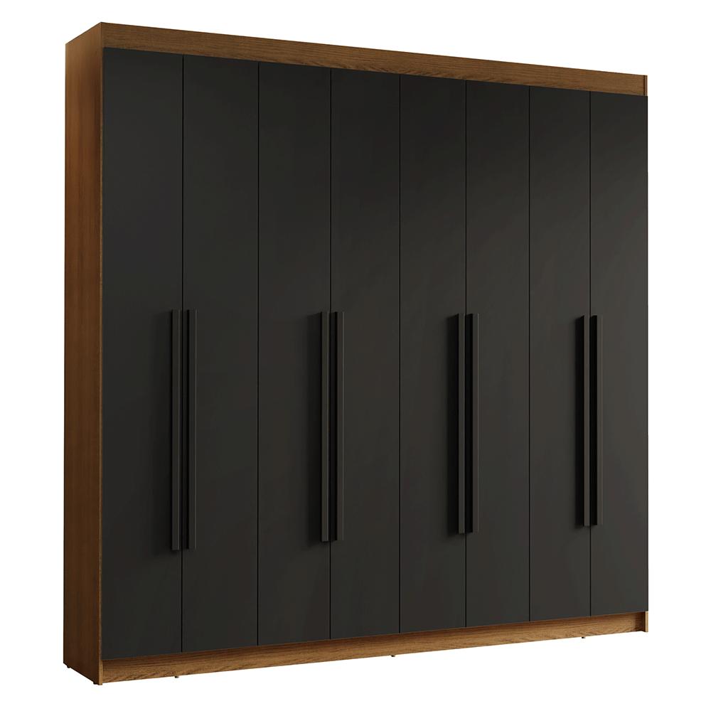 Guarda-Roupa Casal 8 Portas Batentes Rustic/Preto/Preto Venus Madesa