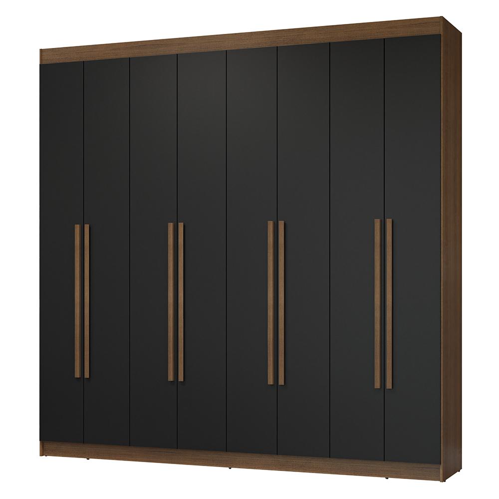 Guarda-Roupa Casal 8 Portas Batentes Rustic/Preto/Rustic Netuno Madesa