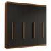 Guarda-Roupa Casal 8 Portas Batentes Rustic/Preto/Rustic Venus Madesa