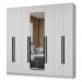 Guarda-Roupa Casal 8 Portas Batentes com Espelho Branco/Branco/Preto Netuno Madesa