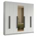 Guarda-Roupa Casal 8 Portas Batentes com Espelho Branco/Branco/Preto Saturno Madesa