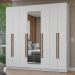Guarda-Roupa Casal 8 Portas Batentes com Espelho Branco/Branco/Rustic Netuno Madesa