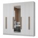 Guarda-Roupa Casal 8 Portas Batentes com Espelho Branco/Branco/Rustic Netuno Madesa