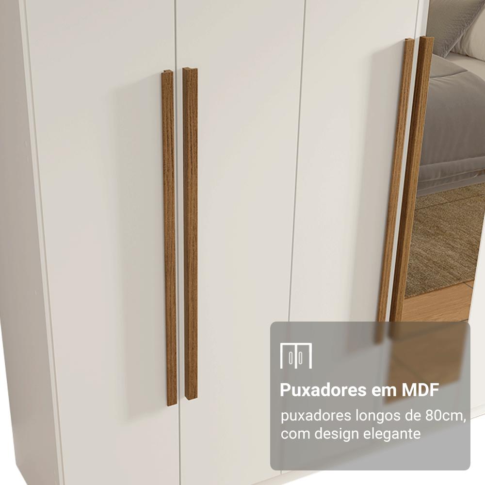 Guarda-Roupa Casal 8 Portas Batentes com Espelho Branco/Branco/Rustic Netuno Madesa