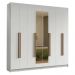 Guarda-Roupa Casal 8 Portas Batentes com Espelho Branco/Branco/Rustic Venus Madesa
