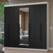 Guarda-Roupa Casal 8 Portas Batentes com Espelho Branco/Preto/Preto Netuno Madesa