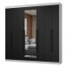 Guarda-Roupa Casal 8 Portas Batentes com Espelho Branco/Preto/Preto Netuno Madesa