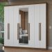 Guarda-Roupa Casal 8 Portas Batentes com Espelho Rustic/Branco/Rustic Netuno Madesa