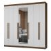 Guarda-Roupa Casal 8 Portas Batentes com Espelho Rustic/Branco/Rustic Netuno Madesa
