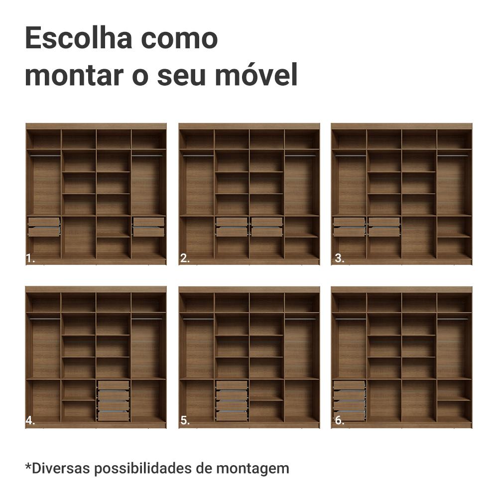 Guarda-Roupa Casal 8 Portas Batentes com Espelho Rustic/Branco/Rustic Netuno Madesa