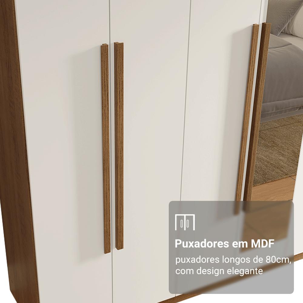 Guarda-Roupa Casal 8 Portas Batentes com Espelho Rustic/Branco/Rustic Netuno Madesa