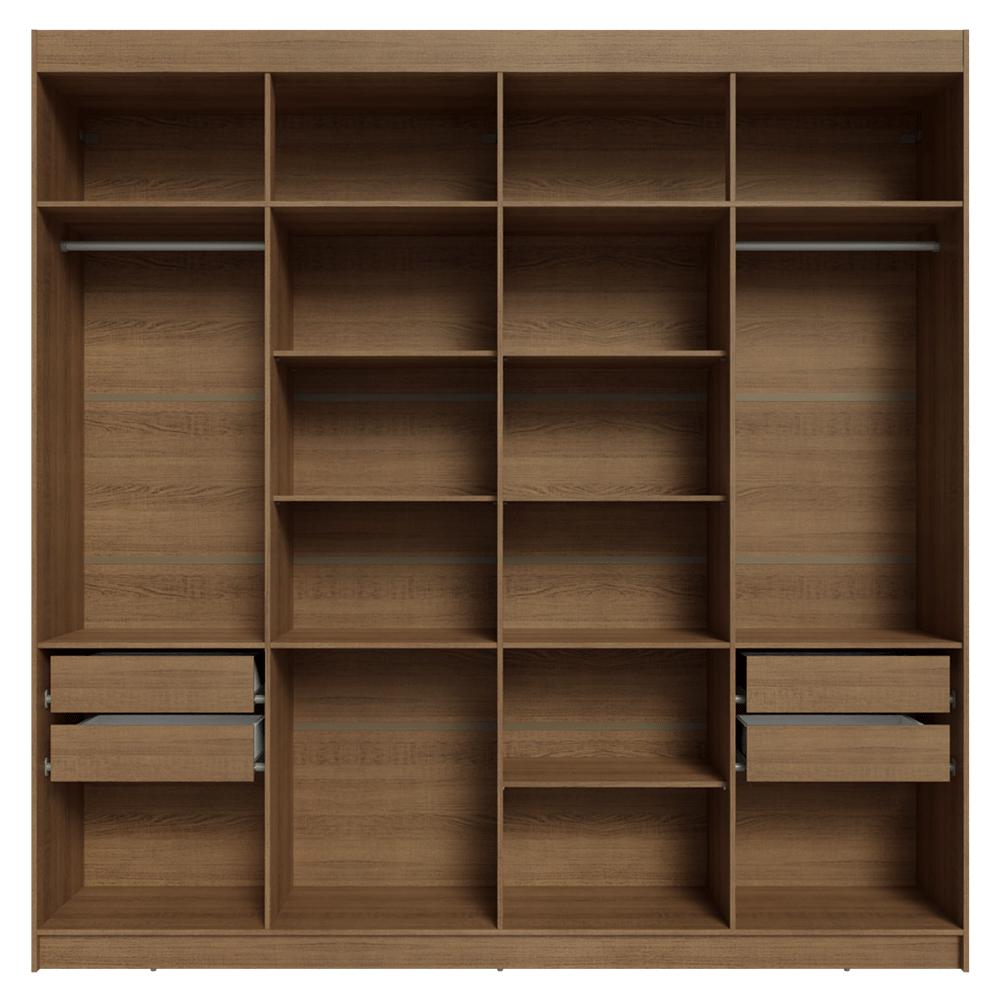 Guarda-Roupa Casal 8 Portas Batentes com Espelho Rustic/Branco/Rustic Netuno Madesa