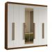 Guarda-Roupa Casal 8 Portas Batentes com Espelho Rustic/Branco/Rustic Saturno Madesa