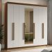 Guarda-Roupa Casal 8 Portas Batentes com Espelho Rustic/Branco/Rustic Venus Madesa