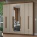Guarda-Roupa Casal 8 Portas Batentes com Espelho Rustic/Crema/Rustic Netuno Madesa