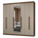 Guarda-Roupa Casal 8 Portas Batentes com Espelho Rustic/Crema/Rustic Netuno Madesa