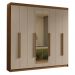 Guarda-Roupa Casal 8 Portas Batentes com Espelho Rustic/Crema/Rustic Saturno Madesa