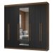 Guarda-Roupa Casal 8 Portas Batentes com Espelho Rustic/Preto/Rustic Netuno Madesa