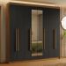 Guarda-Roupa Casal 8 Portas Batentes com Espelho Rustic/Preto/Rustic Saturno Madesa