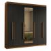 Guarda-Roupa Casal 8 Portas Batentes com Espelho Rustic/Preto/Rustic Venus Madesa