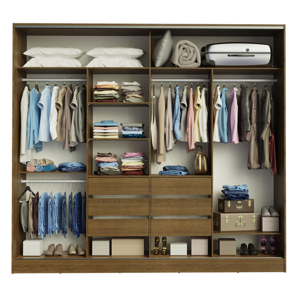 Guarda-Roupa Casal Madesa Apolo 4 Portas de Correr - Rustic