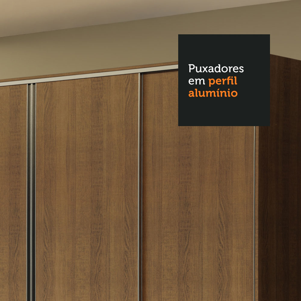 Guarda-Roupa Casal Madesa Apolo 4 Portas de Correr - Rustic
