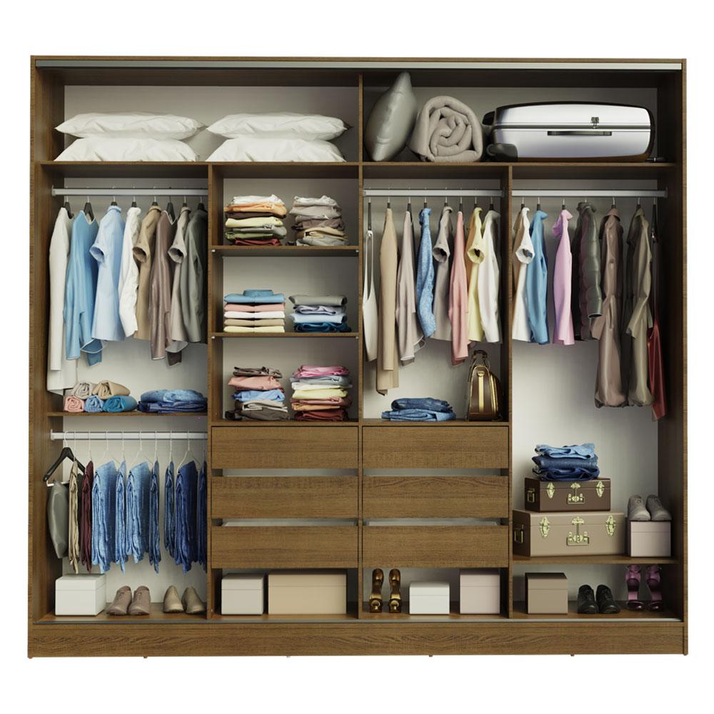 Guarda-Roupa Casal Madesa Apolo 4 Portas de Correr com Espelho - Rustic