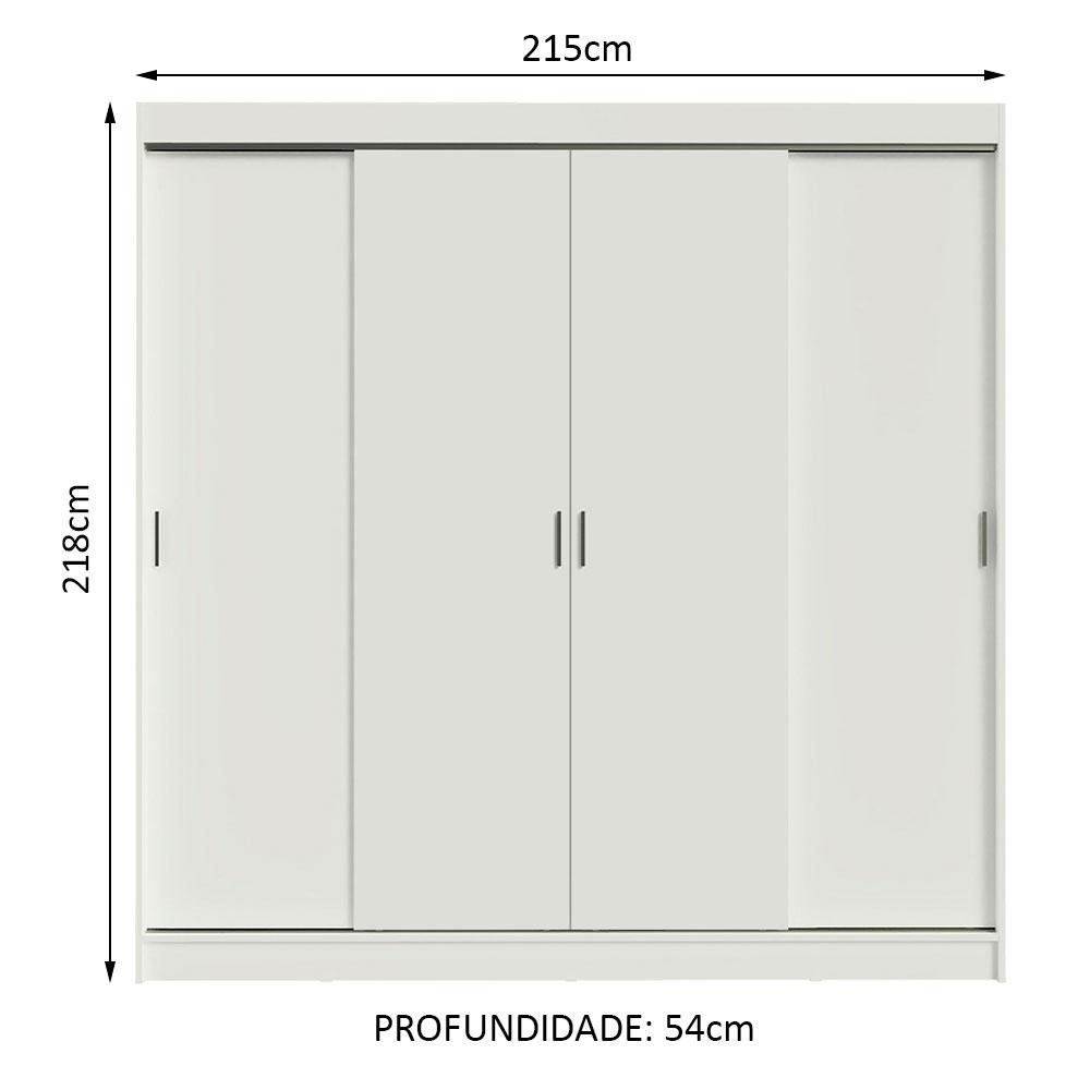 Guarda-Roupa Casal Madesa Austin 4 Portas de Correr 3 Gavetas - Branco