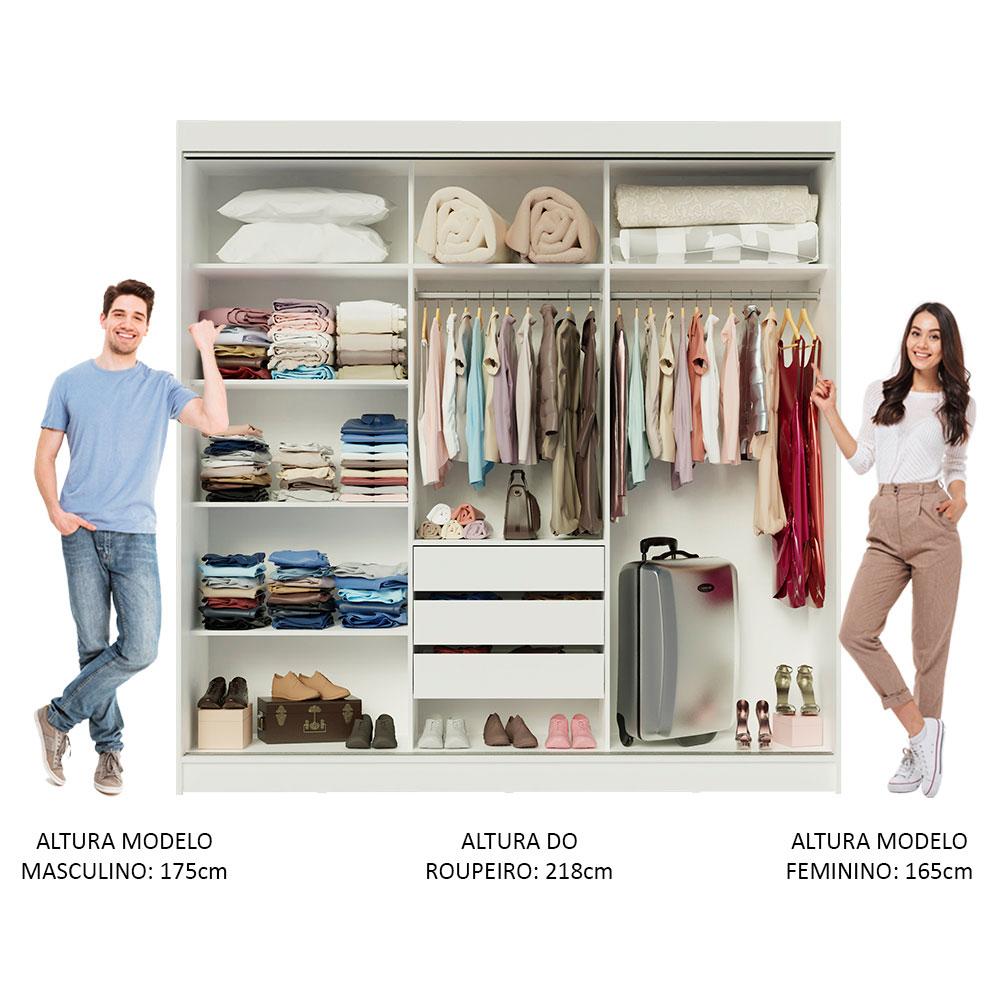 Guarda-Roupa Casal Madesa Austin 4 Portas de Correr 3 Gavetas - Branco