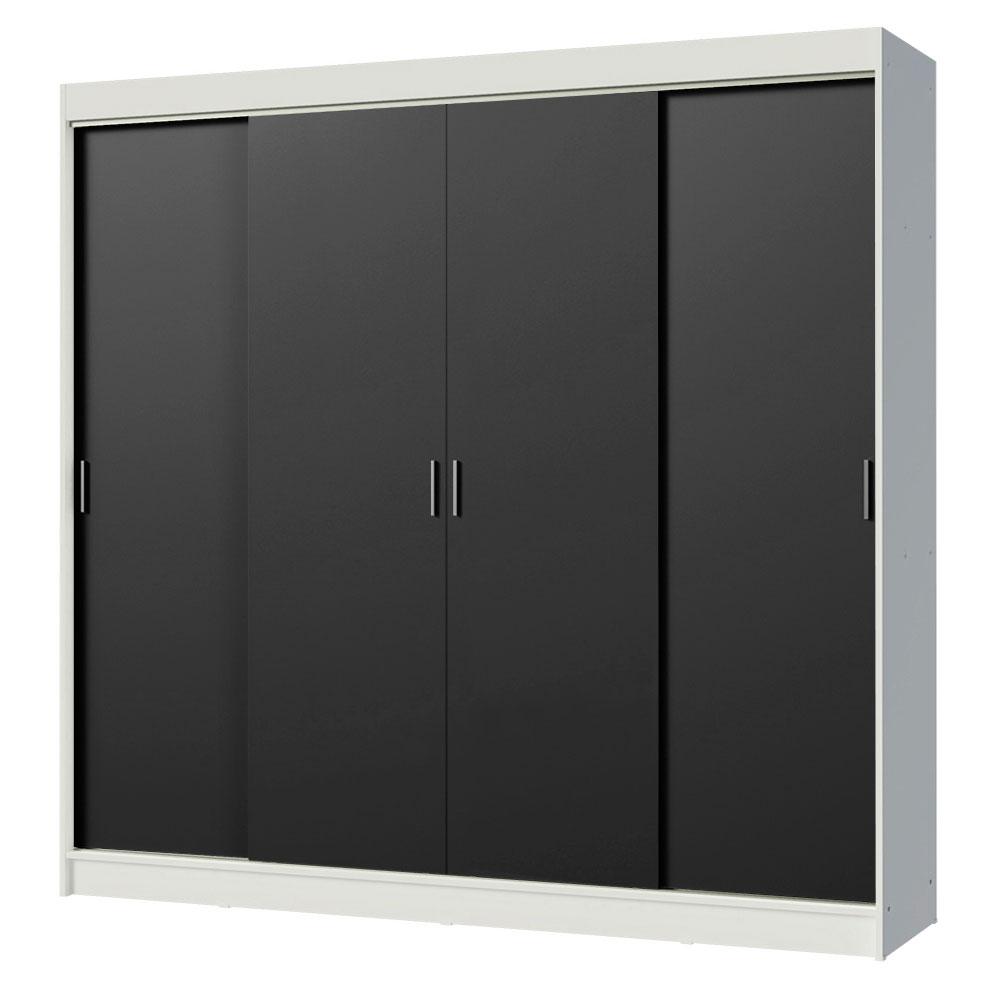 Guarda-Roupa Casal Madesa Austin 4 Portas de Correr 3 Gavetas - Branco/Preto
