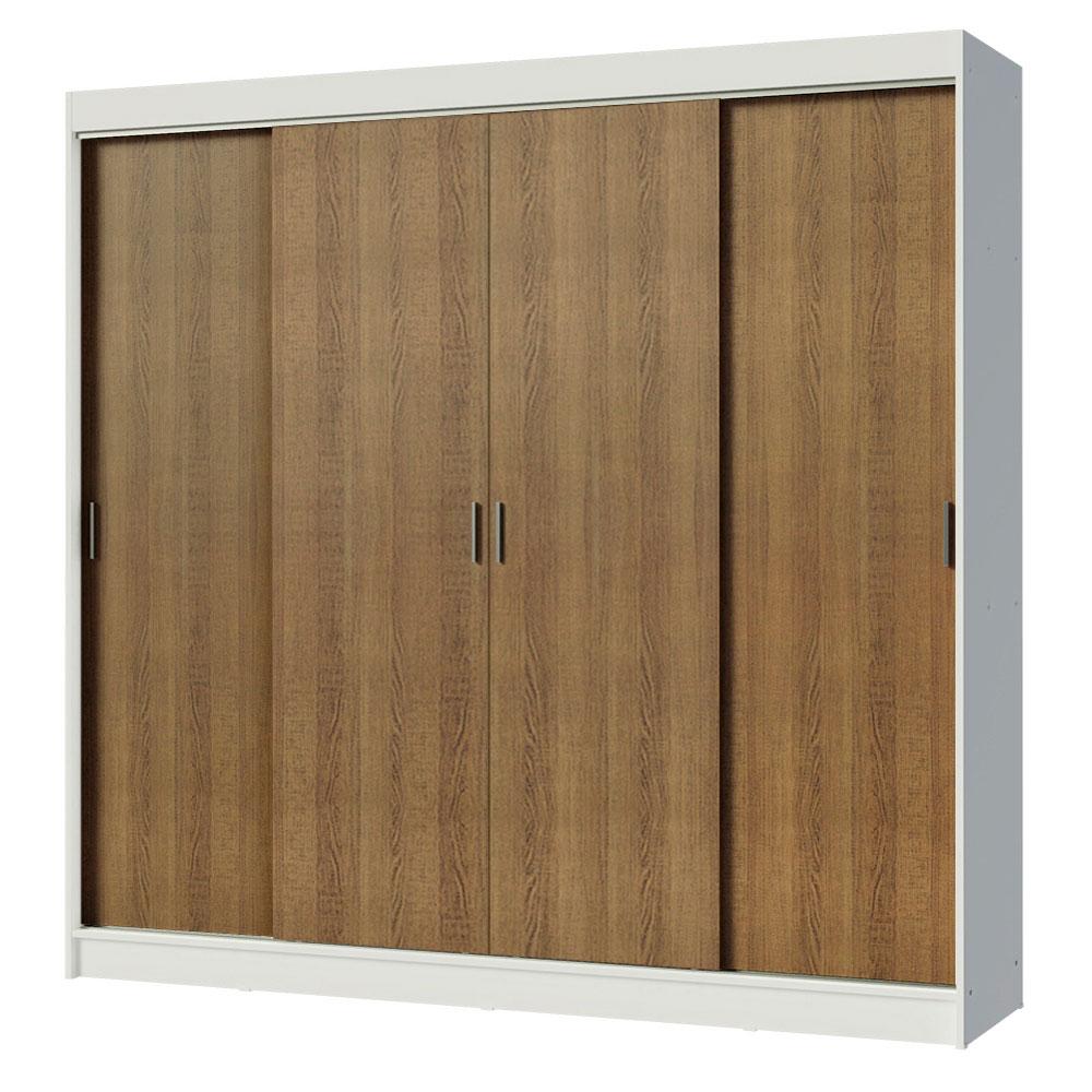 Guarda-Roupa Casal Madesa Austin 4 Portas de Correr 3 Gavetas - Branco/Rustic