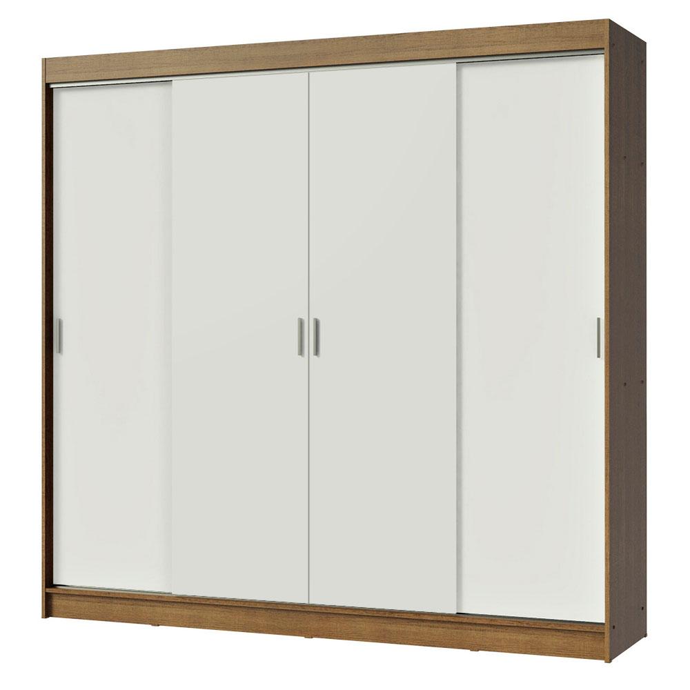 Guarda-Roupa Casal Madesa Austin 4 Portas de Correr 3 Gavetas - Rustic/Branco