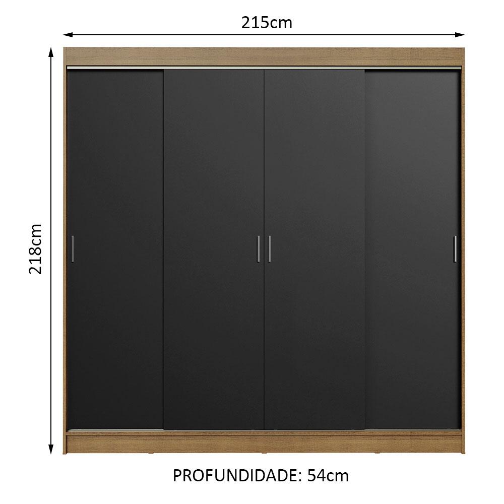 Guarda-Roupa Casal Madesa Austin 4 Portas de Correr 3 Gavetas