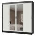 Guarda-Roupa Casal Madesa Austin 4 Portas de Correr com Espelhos 3 Gavetas - Preto/Branco