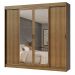 Guarda-Roupa Casal Madesa Austin 4 Portas de Correr com Espelhos 3 Gavetas - Rustic