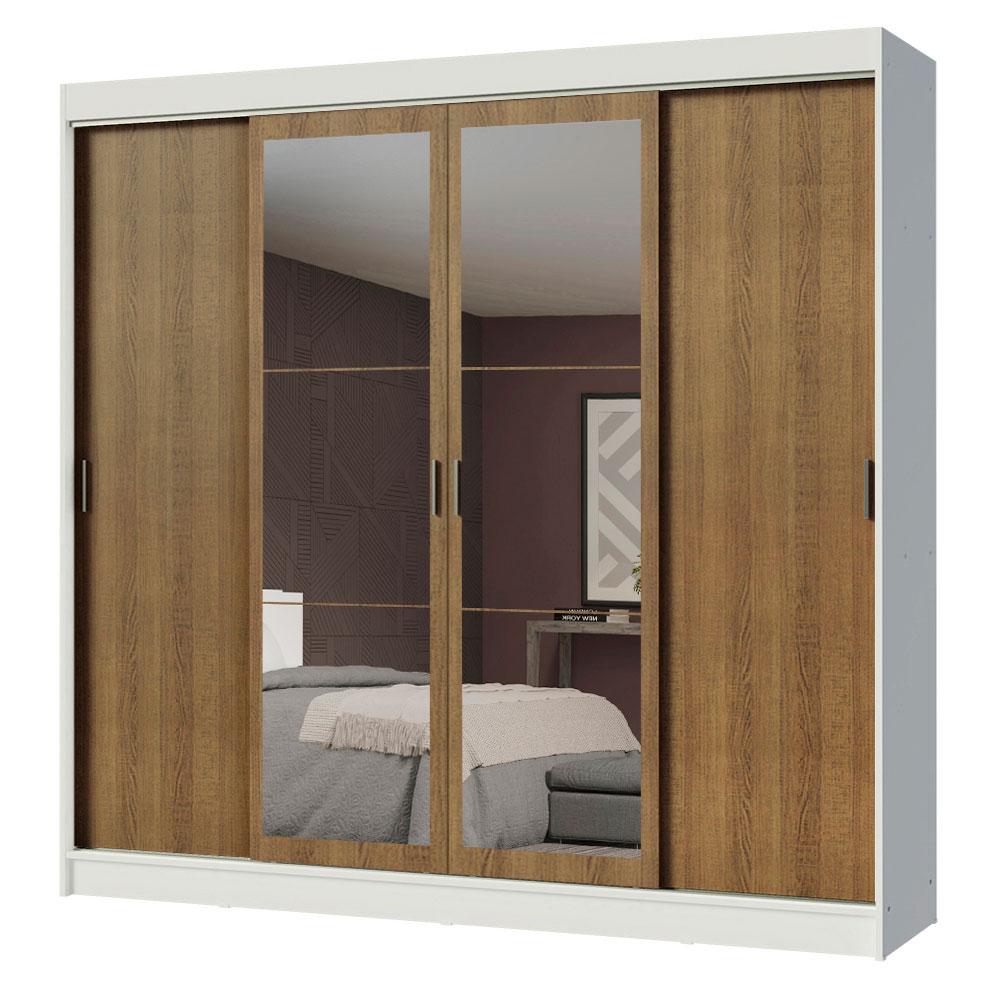 Guarda-Roupa Casal Madesa Austin 4 Portas de Correr com Espelhos 3 Gavetas