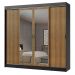 Guarda-Roupa Casal Madesa Austin 4 Portas de Correr com Espelhos 3 Gavetas
