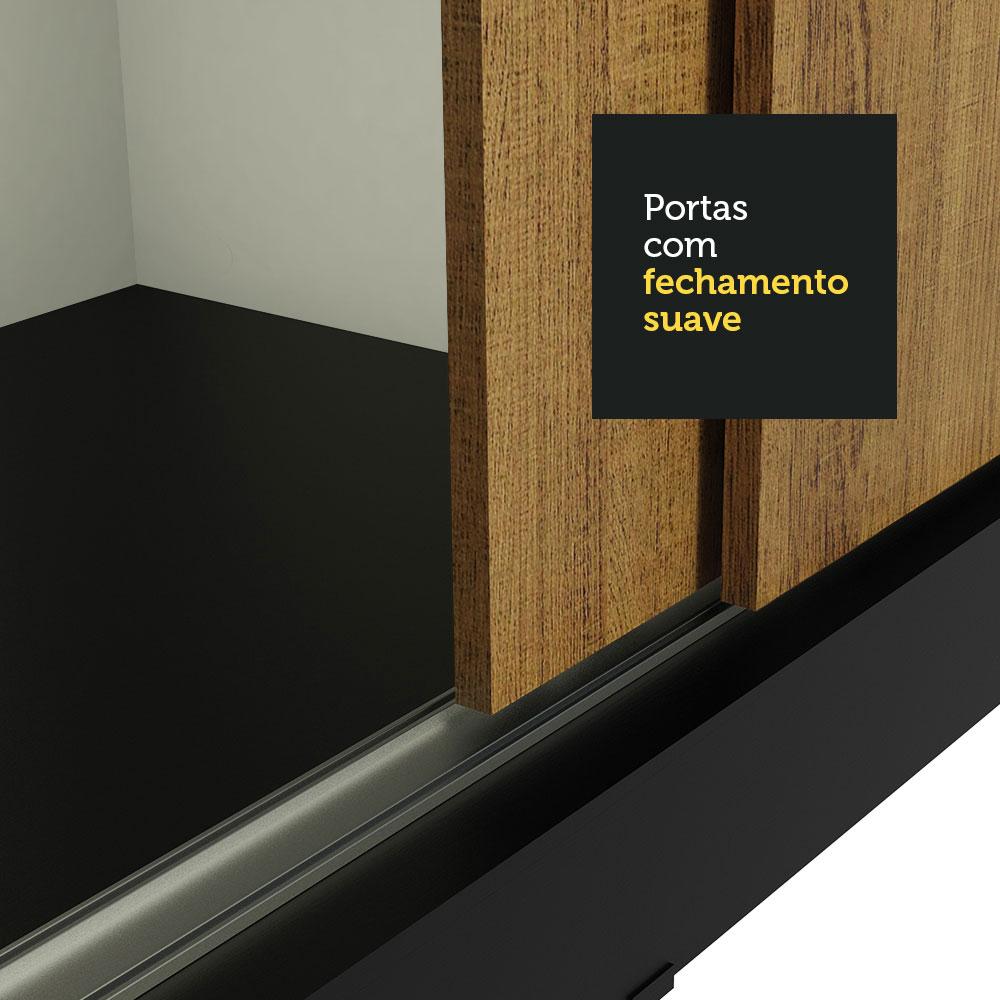 Guarda-Roupa Casal Madesa Austin 4 Portas de Correr com Espelhos 3 Gavetas