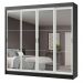 Guarda-Roupa Casal Madesa Austin 4 Portas de Correr de Espelho 3 Gavetas - Preto/Branco