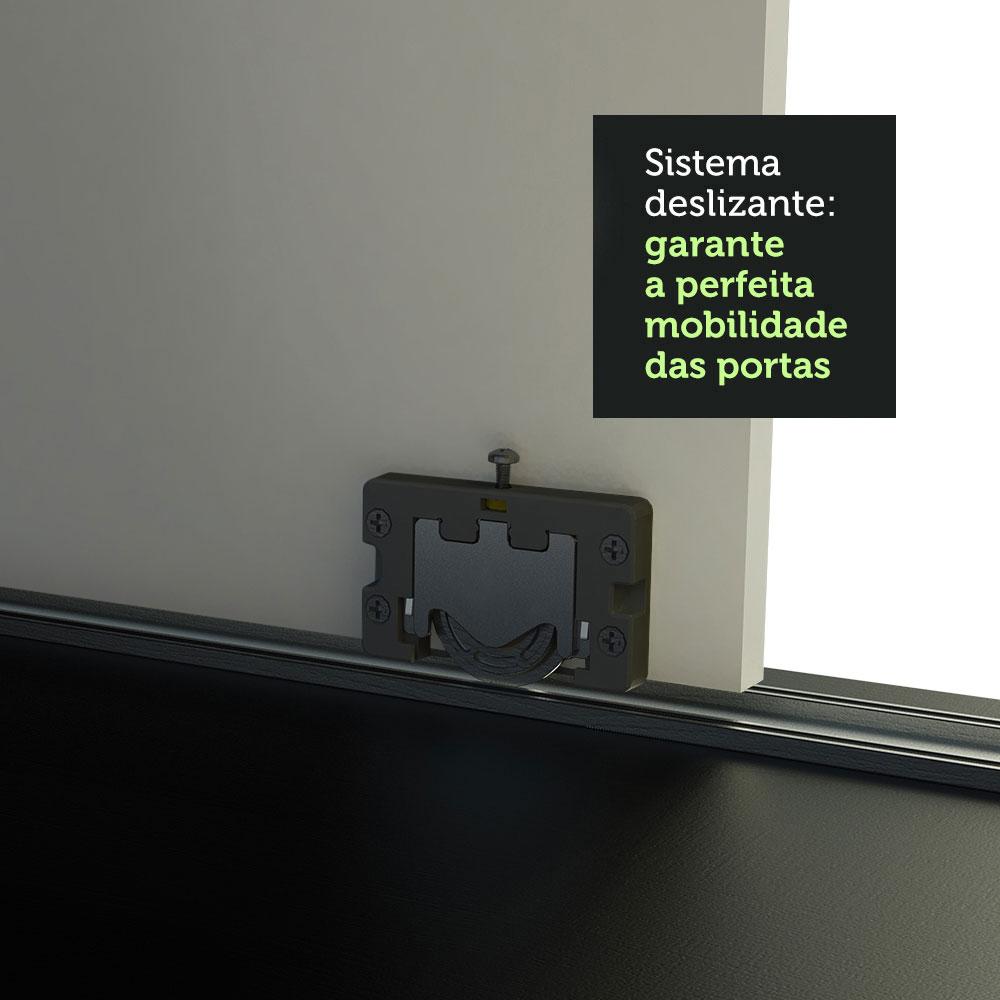 Guarda-Roupa Casal Madesa Austin 4 Portas de Correr de Espelho 3 Gavetas - Preto/Branco