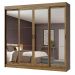 Guarda-Roupa Casal Madesa Austin 4 Portas de Correr de Espelho 3 Gavetas - Rustic