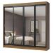 Guarda-Roupa Casal Madesa Austin 4 Portas de Correr de Espelho 3 Gavetas - Rustic/Preto