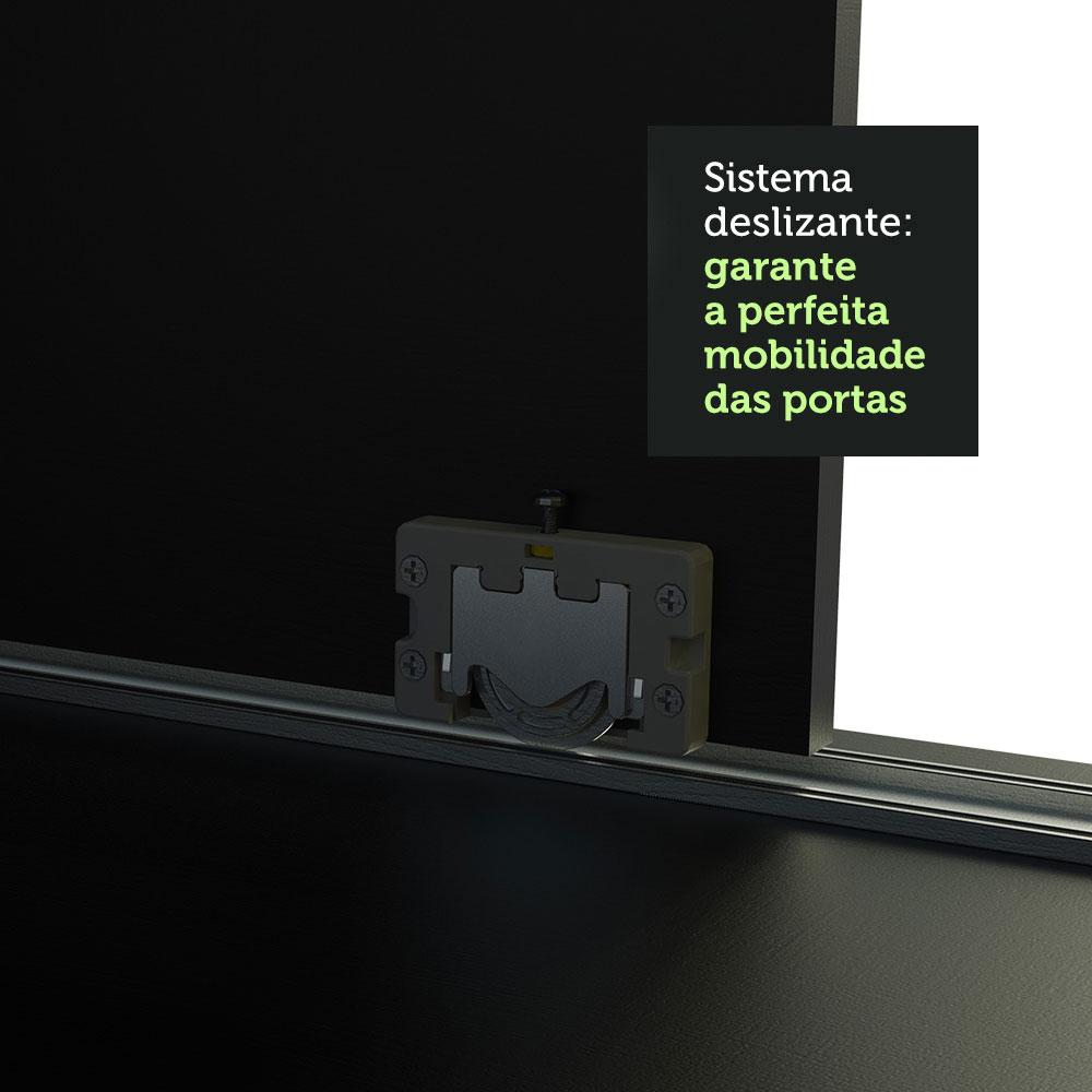 Guarda-Roupa Casal Madesa Austin 4 Portas de Correr de Espelho 3 Gavetas
