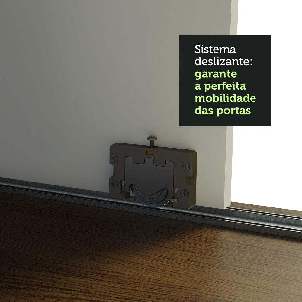 Guarda-Roupa Casal Madesa Austin 4 Portas de Correr de Espelho 3 Gavetas