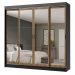 Guarda-Roupa Casal Madesa Austin 4 Portas de Correr de Espelho 3 Gavetas