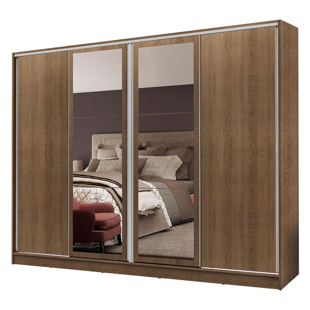 Guarda-Roupa Casal Madesa Cronos 4 Portas de Correr com Espelhos