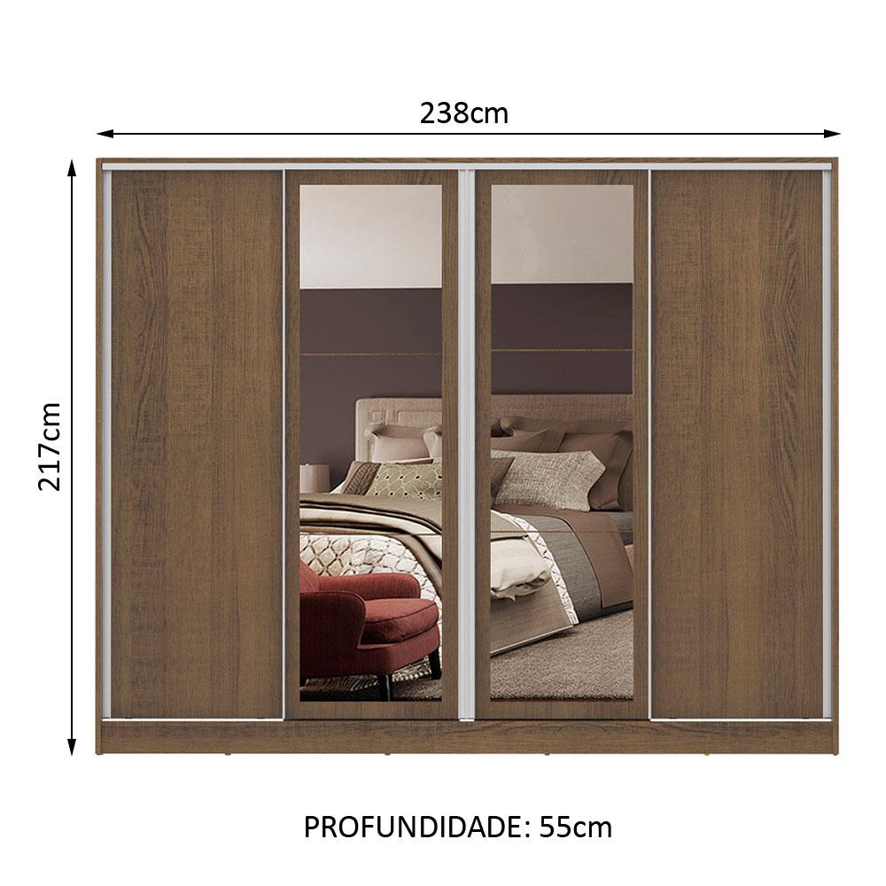 Guarda-Roupa Casal Madesa Cronos 4 Portas de Correr com Espelhos