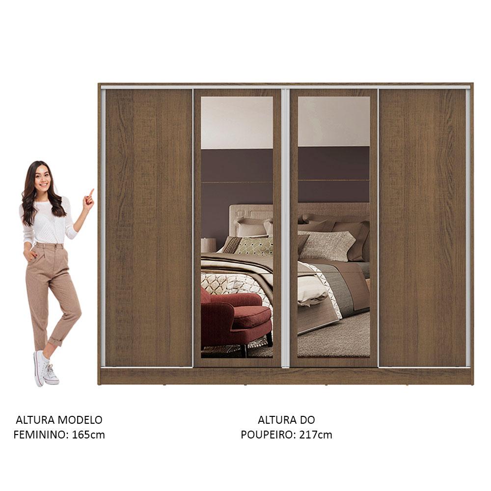 Guarda-Roupa Casal Madesa Cronos 4 Portas de Correr com Espelhos