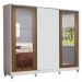 Guarda-Roupa Casal Madesa Eros 3 Portas de Correr com Espelhos com Pés - Branco/Rustic/Branco